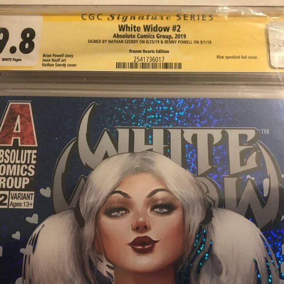 2019 Absolute Comics White Widow #2 Frozen Hearts Blue Foil Variant CGC 9.8 Sign - Picture 4 of 6